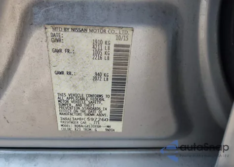 2015 Nissan Altima 2.5 S from USA, damaged, VIN 1N4AL3AP8FC597260